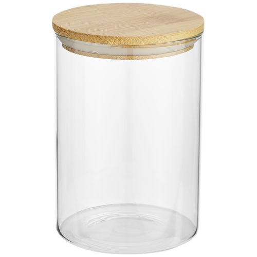 Boley 550 ml Glasbehälter mit Bambusdeckel, individuell gestaltbar, von Signalshop.de; Werbeartikel, Werbegeschenke.