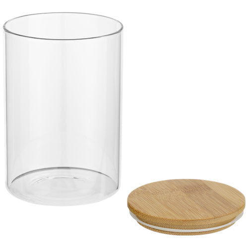 Boley 550 ml Glasbehälter mit Bambusdeckel, individuell bedruckbar, Signalshop.de Werbeartikel, nachhaltig