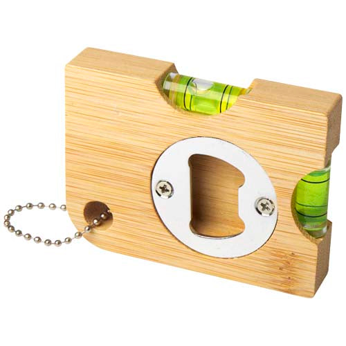 Levo Bambus Flaschenöffner mit Wasserwaage, personalisierbar, ideal als Werbeartikel bei Signalshop.de.