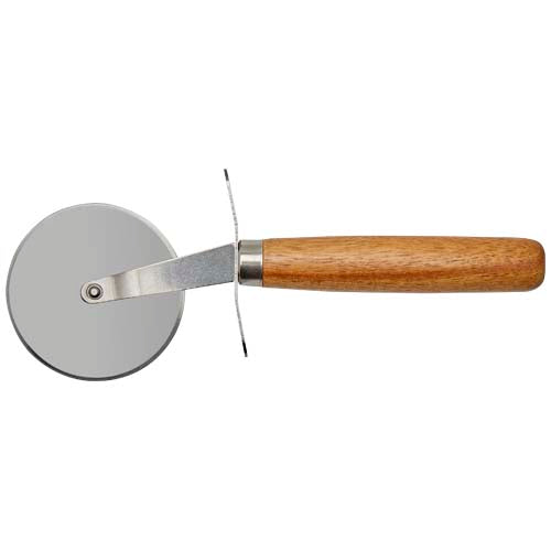 Timberito Pizza Set mit Holzgriff, silberner Schneider, individuell bedruckbar, Signalshop.de Werbeartikel