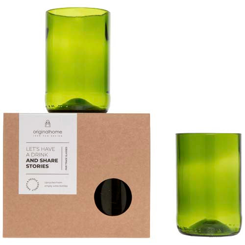 Grüne recycelte Trinkgläser von Originalhome, 280 ml, individuell gestaltbar, Signalshop.de, Werbeartikel.
