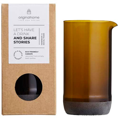 Originalhome 430 ml Wasserkaraffe aus recyceltem Glas, braun, individuell gestaltbar, bei Signalshop.de Werbeartikel.