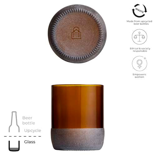 Originalhome 160 ml Trinkglas aus recyceltem Bierglas, nachhaltig, individuell mit Logo von Signalshop.de bedruckbar, Werbeartikel.