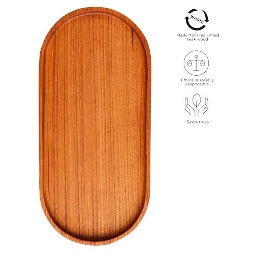Originalhome Holztablett aus Teakholz, oval, individuell gestaltbar, ideal für Werbeartikel bei Signalshop.de