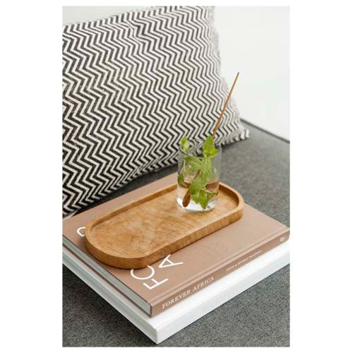 Originalhome Holztablett zum Servieren, oval, individuell gestaltbar, Werbegeschenk bei Signalshop.de.