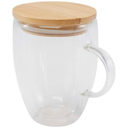 Leona 350 ml Glasbecher mit Bambusdeckel, individuell mit Logo bedruckbar, Signalshop.de Werbeartikel