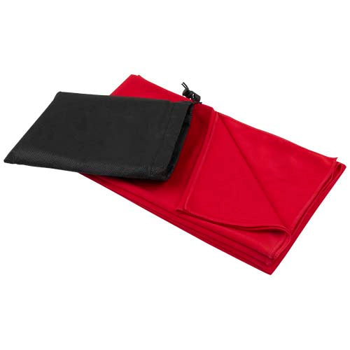Rotes Lucas RPET Sporthandtuch 70x140 cm von Signalshop.de, individuell bedruckbar, ideal als Werbeartikel, Werbegeschenk.