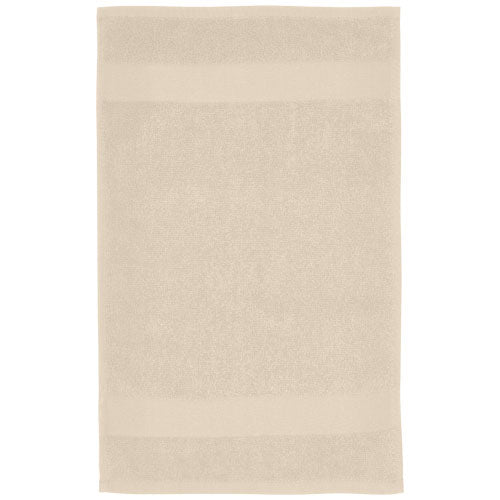 Sophia 450 g/m² Baumwollhandtuch, beige, 30x50 cm, individuell bedruckbar, nachhaltig, Signalshop.de Werbeartikel