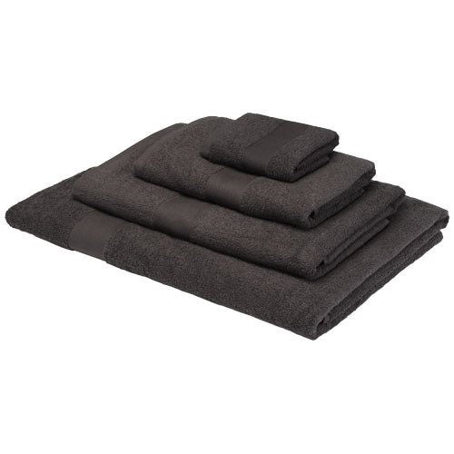 Graues Evelyn 450 g/m² Baumwollhandtuch, 100x180 cm, nachhaltig, individuell bedruckbar, Öko-Tex zertifiziert.
