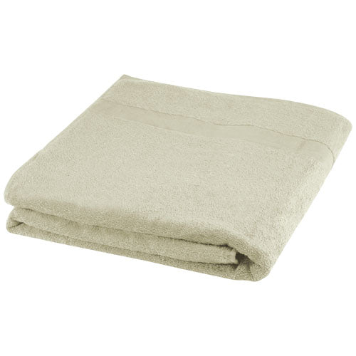 Beiges Evelyn Handtuch aus 450 g/m² Baumwolle, 100x180 cm, nachhaltig, individuell bedruckbar, Signalshop.de Werbeartikel.