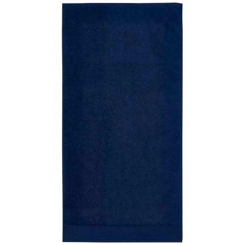 Navyblaues Nora Baumwollhandtuch 50x100 cm, nachhaltig, individuell bedruckbar, von Signalshop.de, Werbeartikel.