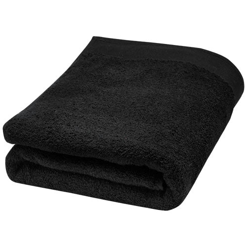 Schwarzes Ellie Baumwollhandtuch 70x140 cm, Öko-Tex, nachhaltig, individuell mit Logo bei Signalshop.de als Werbeartikel.