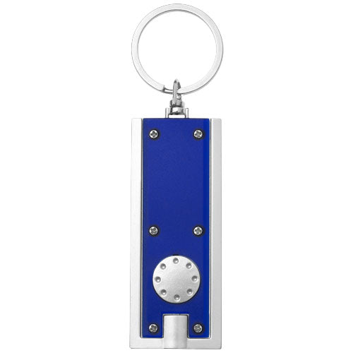 Blaues Castor LED-Schlüssellicht, rechteckig, mit Schlüsselring, individuell gestaltbar bei Signalshop.de, ideal als Werbegeschenk.