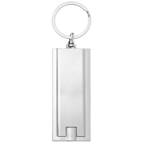 Silbernes LED-Schlüssellicht Castor von Signalshop.de, individuell bedruckbar, als Werbeartikel oder Giveaway.