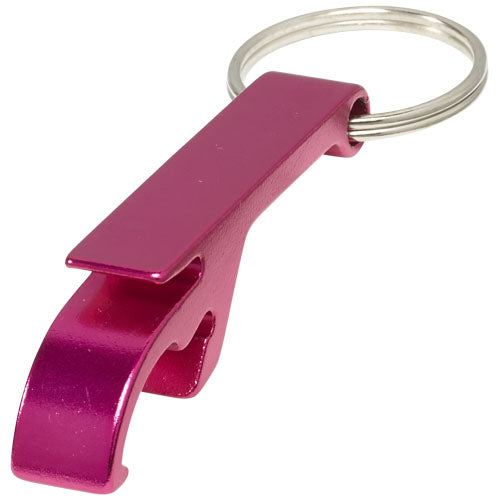 Rosa Schlüsselanhänger mit Flaschenöffner und Schlüsselring, individuell gestaltbar, von Signalshop.de Werbeartikel.
