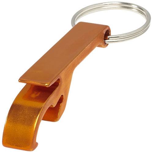Orangefarbener Schlüsselanhänger mit Flaschenöffner, individuell gestaltbar, von Signalshop.de; Werbeartikel, Werbegeschenke.