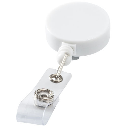 Weißer Lech Rollerclip Schlüsselanhänger von Signalshop.de, individuell bedruckbar, ideal als Werbeartikel.
