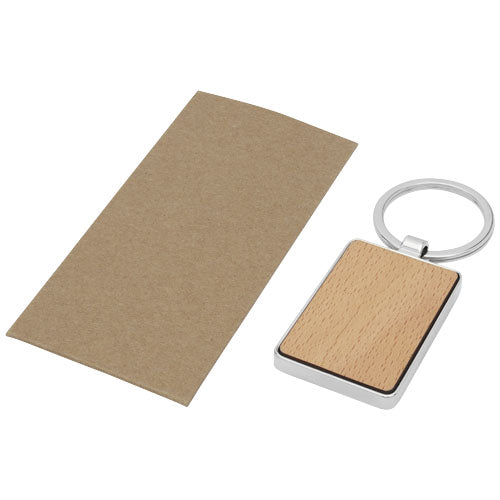 Mauro rechteckiger Schlüsselanhänger aus Buchenholz, individualisierbar mit Logo, erhältlich bei Signalshop.de, Werbeartikel, Werbegeschenke, Werbemittel, Giveaway.