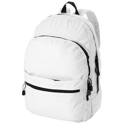 Weißer Trend Rucksack 17L mit Zippern, individuell gestaltbar mit Logo, erhältlich bei Signalshop.de; Werbeartikel, Werbegeschenke, Werbemittel, Giveaway.