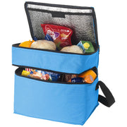 Blaue Oslo Kühltasche 13L mit Lebensmitteln, individuell bedruckbar, Signalshop.de Werbeartikel.