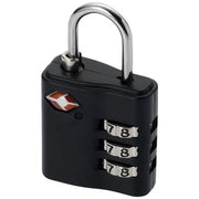 Schwarzes TSA-Gepäckschloss von Kingsford mit Zahlenschloss, individuell bedruckbar bei Signalshop.de, ideal als Werbeartikel.