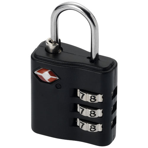 Schwarzes TSA-Gepäckschloss von Kingsford mit Zahlenschloss, individuell bedruckbar bei Signalshop.de, ideal als Werbeartikel.