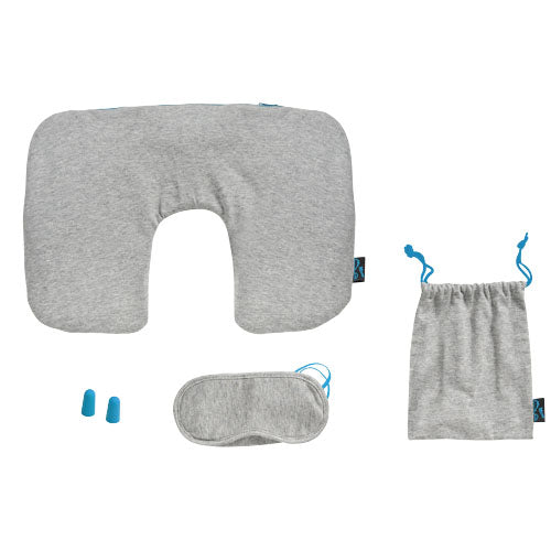 Miami Reiseset mit grauem aufblasbarem Nackenkissen, individuell bedruckbar, erhältlich bei Signalshop.de, ideal als Werbeartikel, Werbegeschenk, Werbemittel, Giveaway.