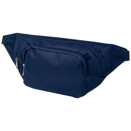 Blaue Santander Gürteltasche aus robustem Stoff mit Reißverschlüssen, individuell gestaltbar bei Signalshop.de für Werbegeschenke.