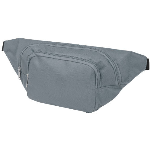 Graue Santander Gürteltasche aus Stoff, individuell mit Logo bedruckbar, erhältlich bei Signalshop.de; Werbeartikel, Werbegeschenke, Werbemittel, Giveaway.