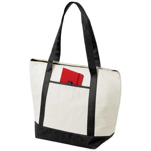 Lighthouse Non Woven Kühltasche 21L in Weiß und Schwarz, individuell mit Logo bedruckbar, Signalshop.de Werbeartikel.
