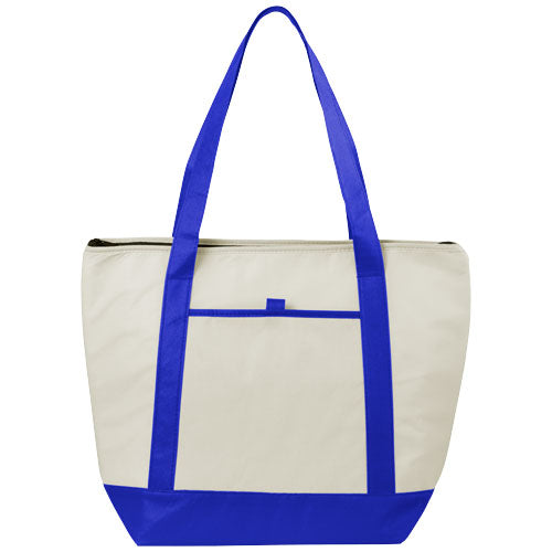 Lighthouse Non Woven Kühltasche 21L in Blau-Weiß, individuell bedruckbar, ideal für Strand und Picknick. Signalshop.de Werbeartikel.