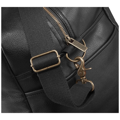 Schwarze Oxford Weekender Reisetasche 25L aus Leder mit Metallreißverschluss, auf Signalshop.de individuell bedruckbar. Werbeartikel, Werbegeschenke, Werbemittel, Giveaway.