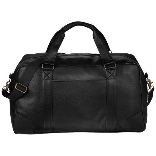 Schwarze Oxford Weekender Reisetasche 25L aus Leder, individuell bedruckbar, bei Signalshop.de als Werbeartikel.
