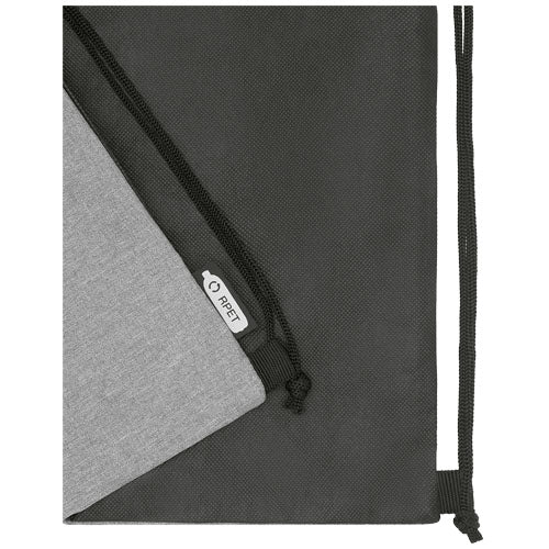 Ross Turnbeutel aus RPET, schwarz-grau, nachhaltig, mit Logo bedruckbar, Werbeartikel von Signalshop.de.