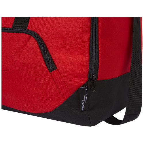 Rote RPET Reisetasche 40L, recyceltes Material, individuell bedruckbar, Signalshop.de Werbeartikel.
