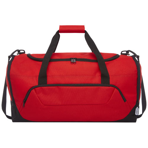 Rote RPET Reisetasche 40L von Signalshop.de, recyceltes Material, individuell bedruckbar, Werbeartikel, Werbegeschenke.
