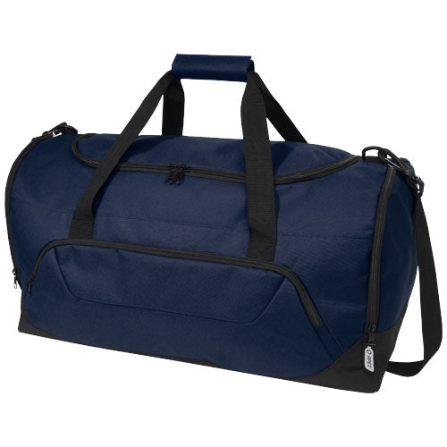 Blaue RPET Reisetasche 40L von Retrend, nachhaltig, individuell bedruckbar, bei Signalshop.de Werbeartikel.