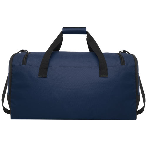 Blaue Retrend RPET Reisetasche 40L, recyceltes Material, individuell mit Logo bedruckbar, Signalshop.de Werbeartikel
