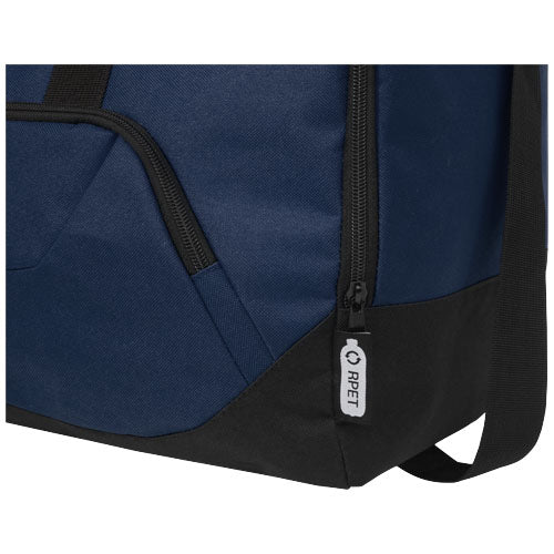 Blaue Retrend RPET Reisetasche 40L aus recyceltem Material, individuell mit Logo bedruckbar bei Signalshop.de. Werbeartikel, Werbegeschenke, Werbemittel, Giveaway.