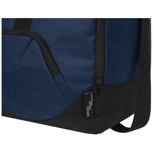 Blaue RPET Reisetasche mit schwarzem Boden, individuell gestaltbar, Signalshop.de Werbeartikel