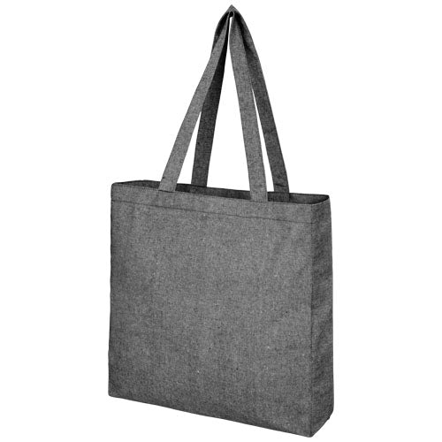 Graue recycelte Baumwolltragetasche 13L mit Seitenfalten, individuell bedruckbar, Signalshop.de Werbeartikel.