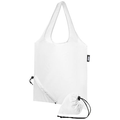 Weiße faltbare RPET Tragetasche 7L von Signalshop.de, individuell bedruckbar, ideal als Werbeartikel oder Giveaway.
