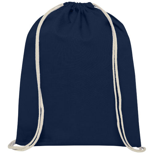 Blauer Baumwoll-Turnbeutel 5L mit Kordelzug von Signalshop.de, ideal als Werbeartikel oder individuell bedrucktes Werbegeschenk.