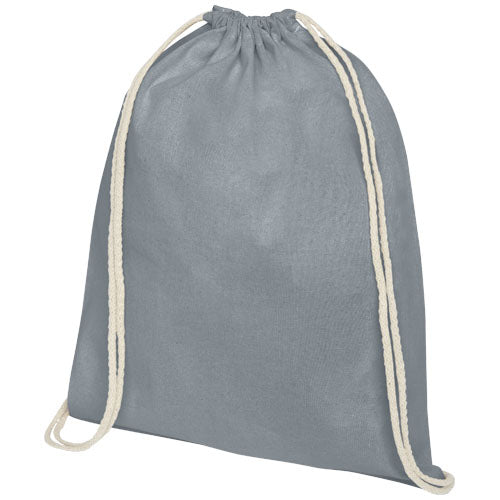 Grauer Baumwoll-Turnbeutel 5L mit Kordelzug, individuell bedruckbar, Werbeartikel von Signalshop.de