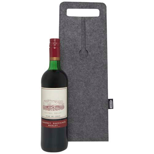 Grauer Felta 75cl Weinbeutel aus recyceltem Filz von Signalshop.de, individuell bedruckbar, Weinzubehör.