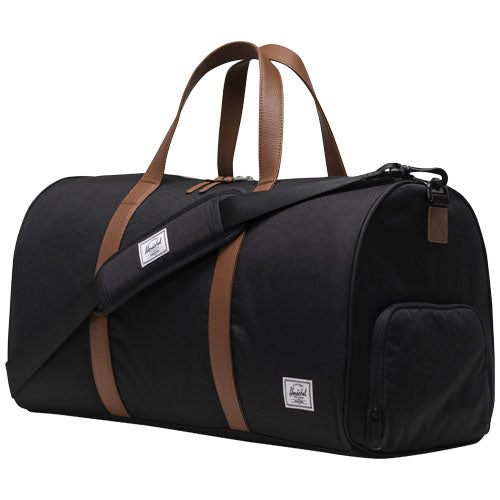 Schwarze Herschel Novel™ Reisetasche 43 L aus recyceltem Material, individuell bedruckbar, Signalshop.de Werbeartikel.