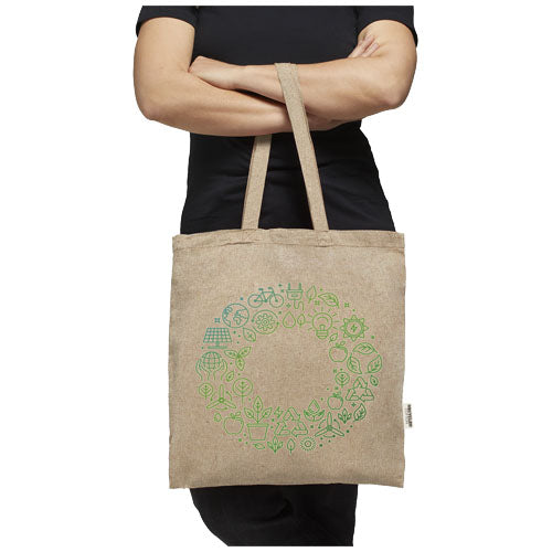 Pheebs 150 g/m² Aware™ recycelte Baumwolltasche, naturfarben, mit grünem Druck, individuell mit Logo gestaltbar, Signalshop.de Werbeartikel.