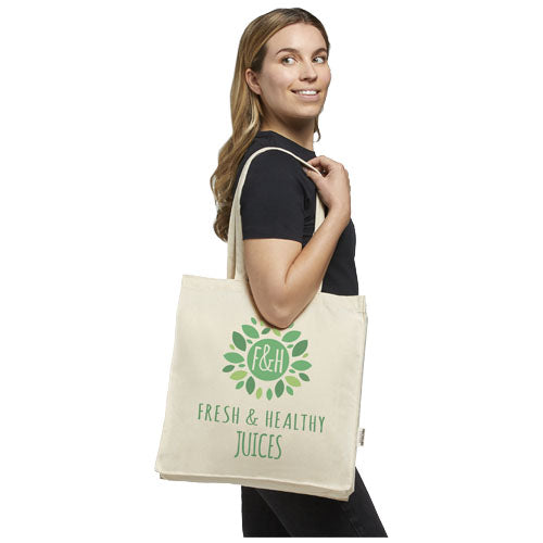 Odessa recycelte Baumwolltragetasche mit Logo, beige, 13L, individuell bedruckbar, Signalshop.de Werbeartikel.