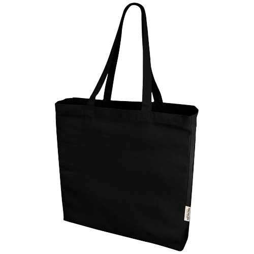 Schwarze Odessa Tragetasche aus recycelter Baumwolle, individuell bedruckbar, Signalshop.de Werbeartikel.