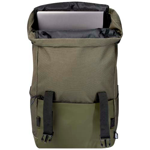 Roam GRS recycelter modularer Rucksack aus rPET, olivgrün mit Laptopfach, auf Signalshop.de als Werbeartikel gestaltbar.